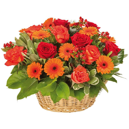 Orange and Red Flowers Basket