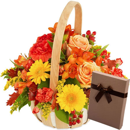 Basket of Flowers with Chocolates