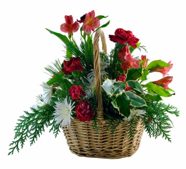 Flowers Basket Red and White