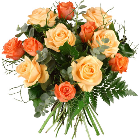Orange and Yellow Roses Flowers Bouquet